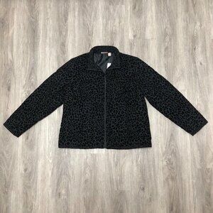 NWT Chico's Black Animal Print Quilted Jacket Chico's Size 2 Women's Size Large